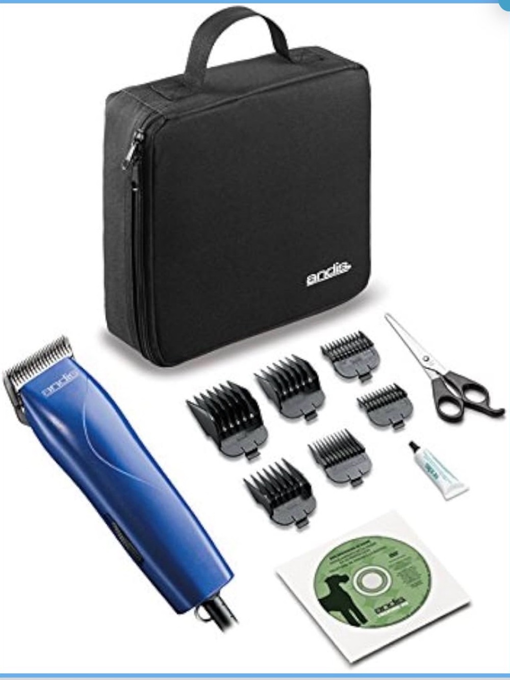Andis Blue Corded Pet Hair Clipper Kit with Black Accessories